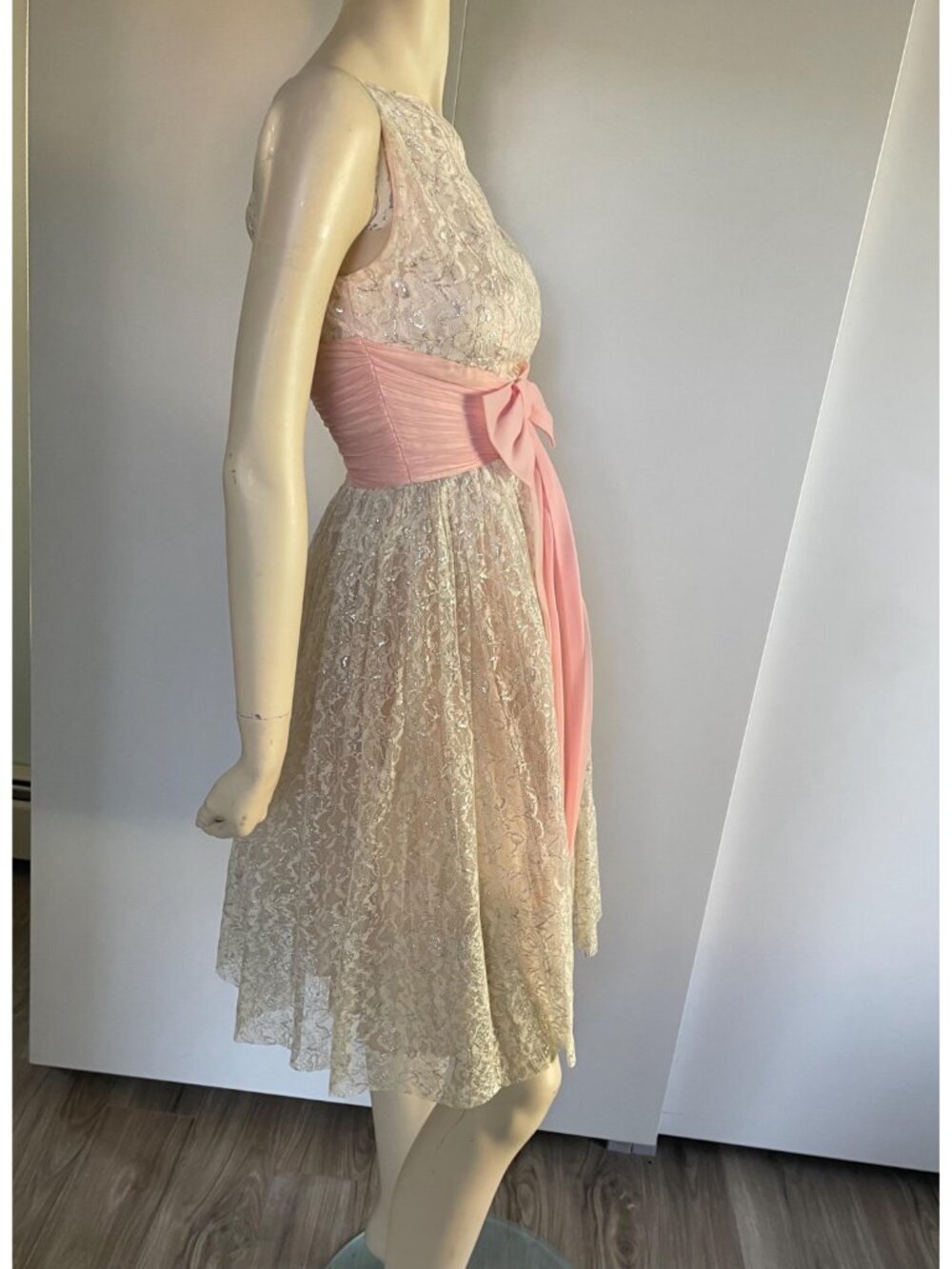 Vintage Formal Dress, Size S, 1950s A-Line Feminine Princess Dress Crinoline